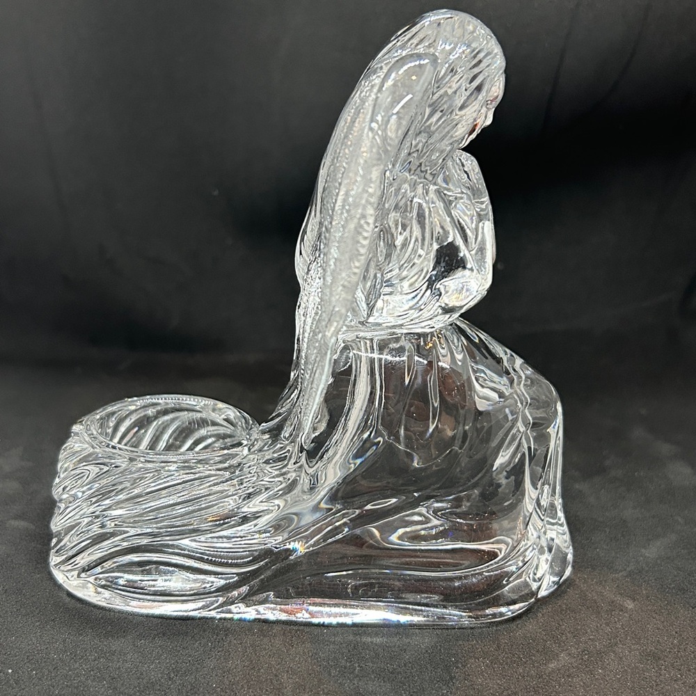 Vintage Lead Crystal Praying Kneeling Angel Tea Light Votive Candle Holder - Picture 2 of 11